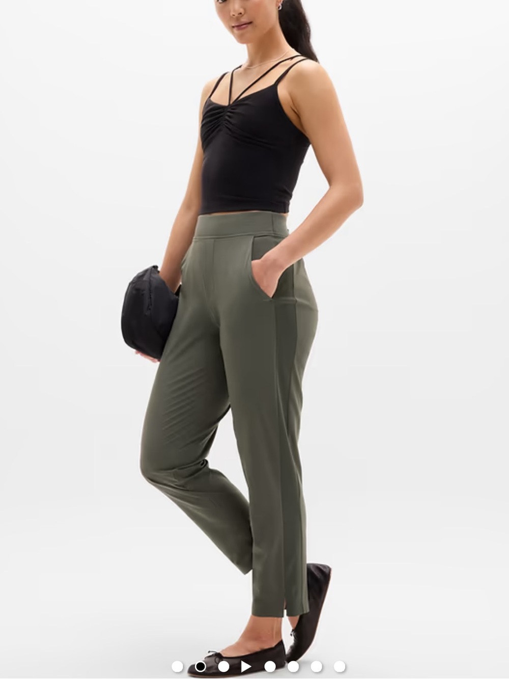 Athleta Olive Green High-Rise Ankle Pants - Picture 2 of 6